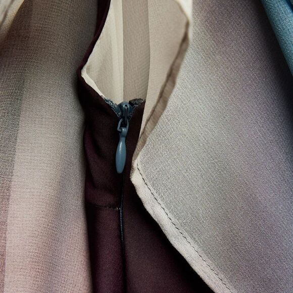 NWT ZARA SATIN print midiβdress with cape blue and brown Included Cape - Picture 14 of 15